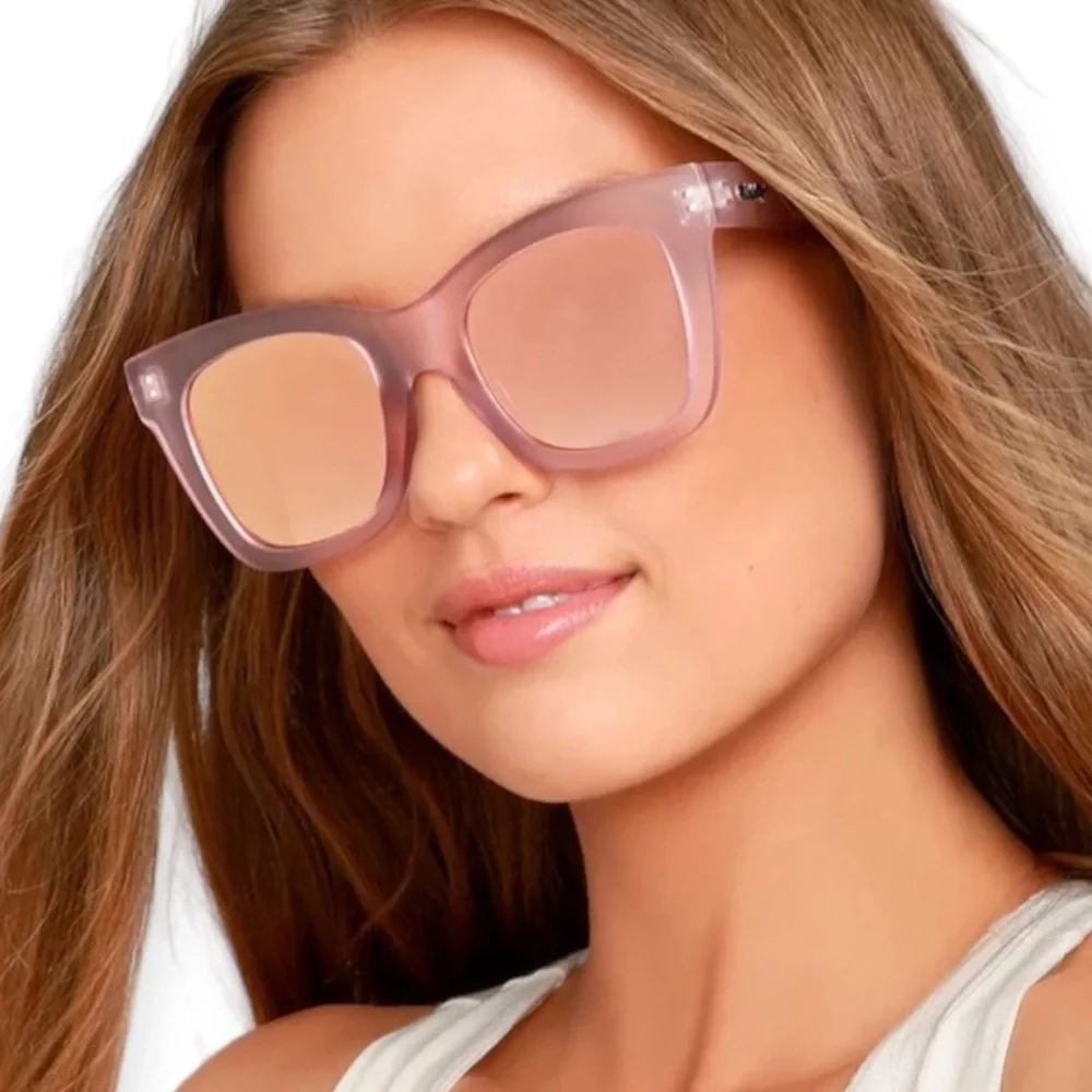 QUAY After Hours Sunglasses Pink Frame Ruby Pink Gradient Lens Square NWT
